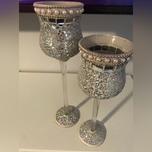 Bowring chalise style candle holder 13.75, 12” Height, 3.5” opening diameter